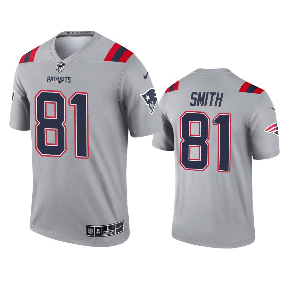 Men New England Patriots 81 Jonnu Smith Nike Grey Inverted Legend NFL Jersey